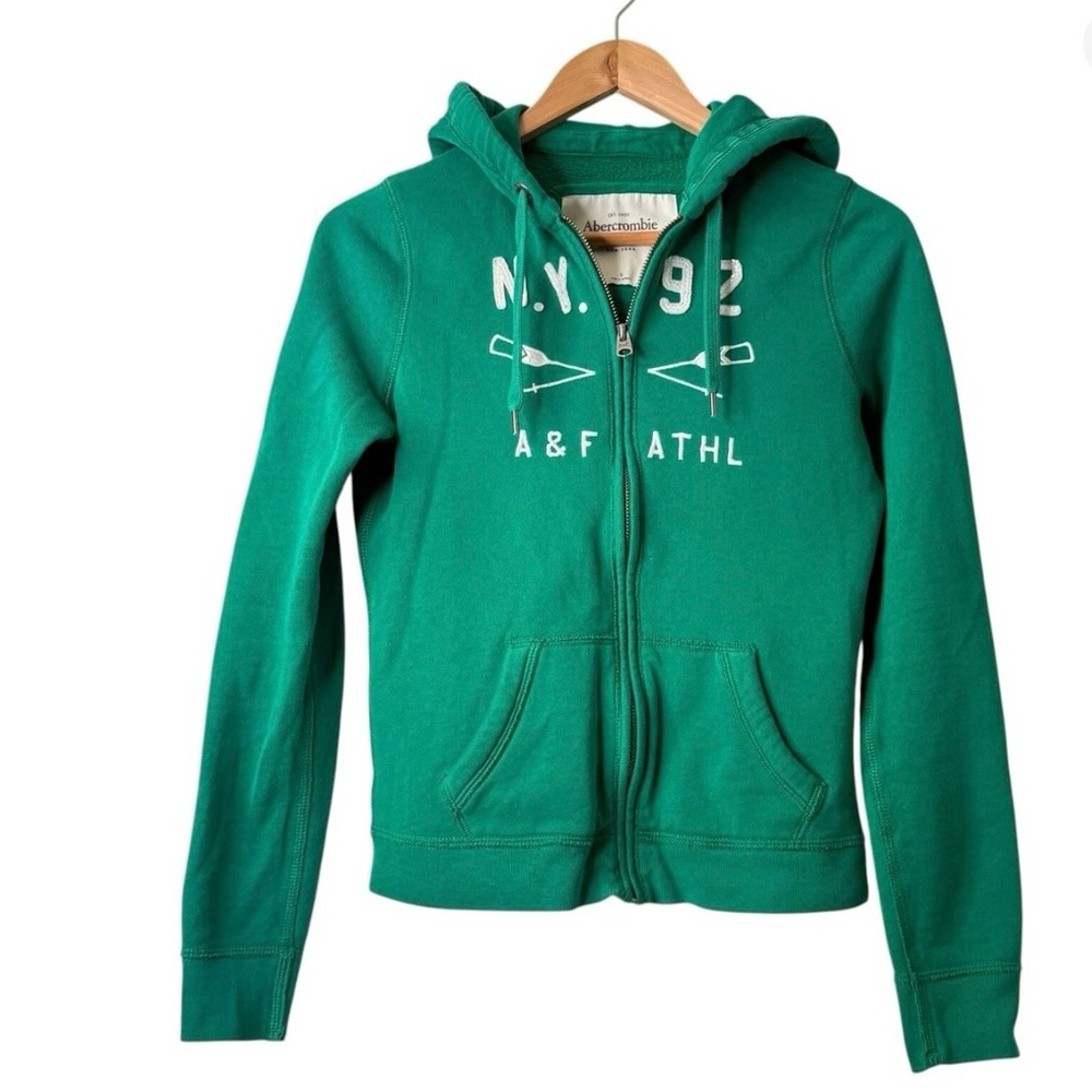 Abercrombie & Fitch Green Zip-Up Hoodie Size Small